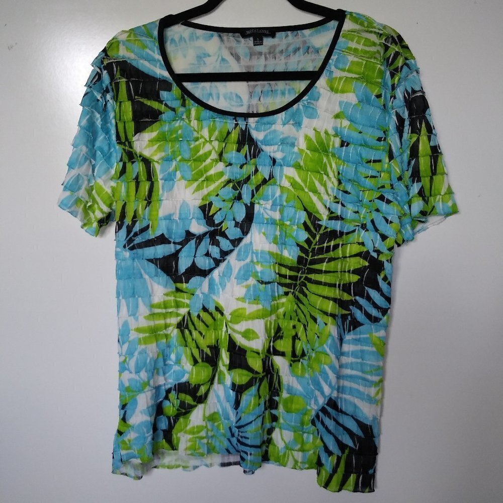 Notations Ruffled Top Blouse Leaf print Sz S /M